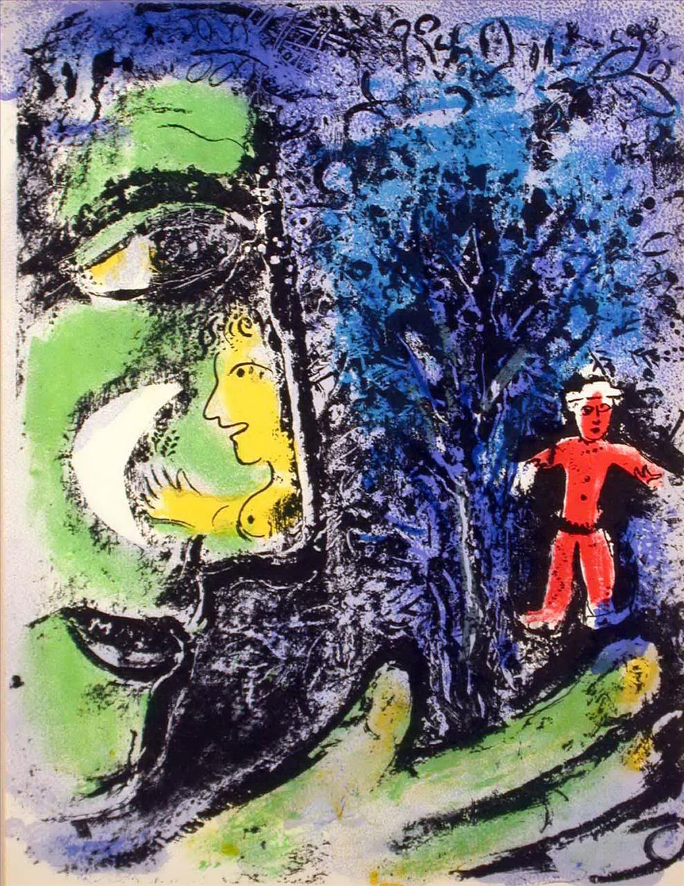 Profil et Enfant Rouge contemporain Marc Chagall Peintures à l'huile